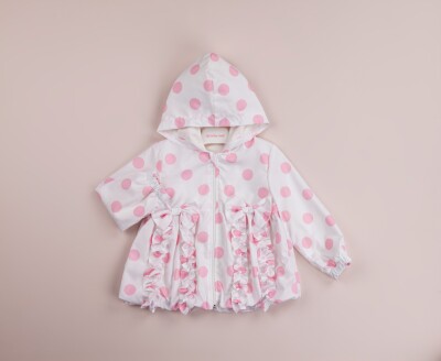 Wholesale Girls Spotted Raincoat with Hooded 5-8Y BabyRose 1002-8424 Розовый 