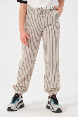 Wholesale Girls Striped Jogger Pants 8-15Y Jazziee 2051-241Z4ALJ01 Чёрный 