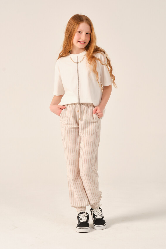 Wholesale Girls Striped Jogger Pants 8-15Y Jazziee 2051-241Z4ALJ01 - 2