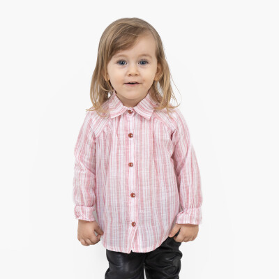 Wholesale Girl's Striped Long Sleeve Shirt 2-5Y Timo 1018-TK5DÜ042242812 - Timo