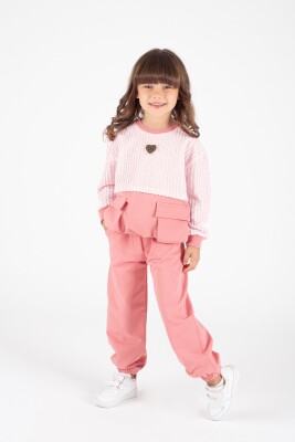 Wholesale Girl's Striped Tracksuit Set 1-5Y Pafim 2041-K24-8015 Розовый 