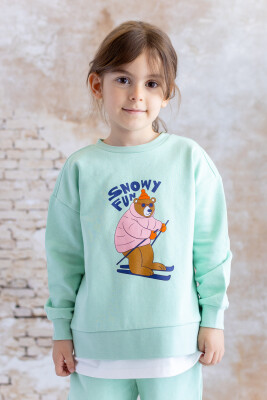 Wholesale Girl's Suprem Garnished Bear Printed Sweatshirt 1-12Y Zeyland 1070-252Z4KYA61 - Zeyland