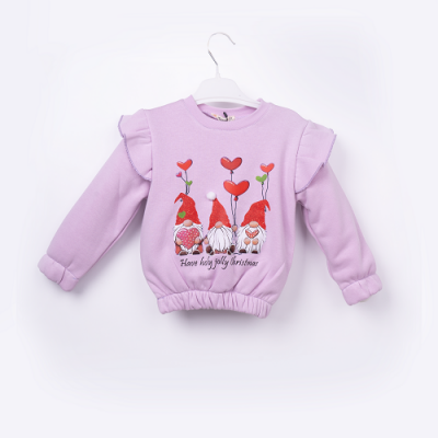 Wholesale Girls Sweatshirt 3-6Y Büşra Bebe 1016-23256 Лиловый 