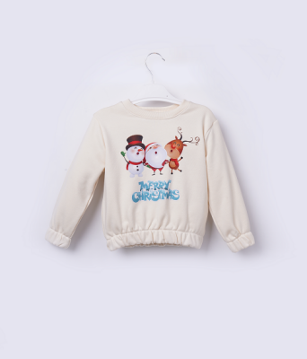 Wholesale Girls Sweatshirt 3-6Y Büşra Bebe 1016-23257 Экрю