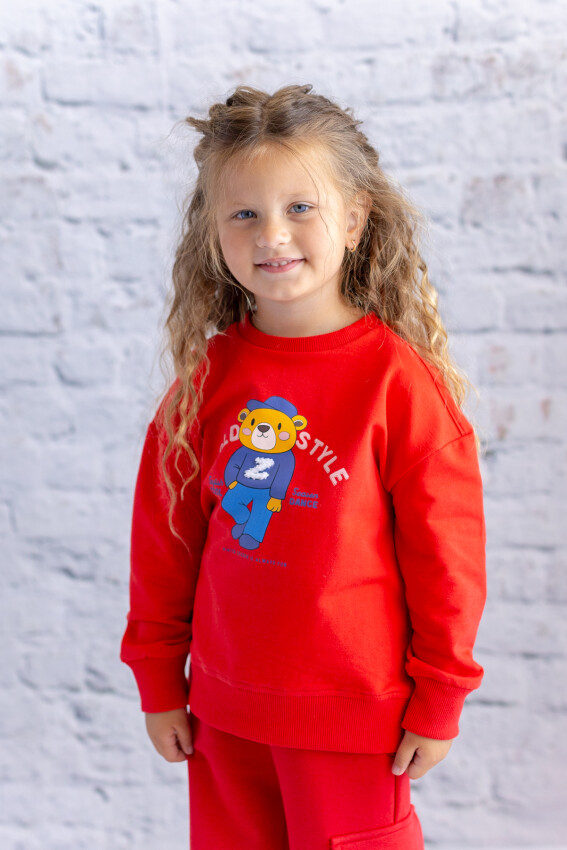 Wholesale Girl's Sweatshirt With Printing And Embroidery Details 1-12Y Zeyland 1070-252Z4KES63 - 1