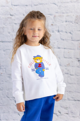 Wholesale Girl's Sweatshirt With Printing and Embroidery Details 1-12Y Zeyland 1070-252Z4KES63-A - Zeyland