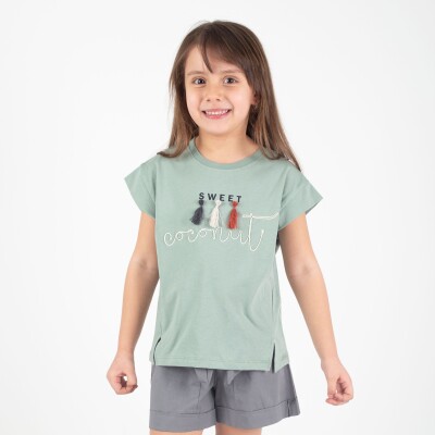 Wholesale Girls T-shirt 6-9Y Divonette 1023-8238-3 Зелёный 