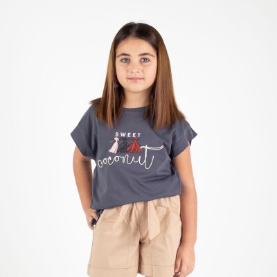 Wholesale Girls T-shirt 6-9Y Divonette 1023-8238-3 Темно-серый 