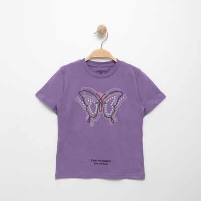 Wholesale Girls T-shirt 6-9Y Divonette 1023-8254-3 Фиолетовый