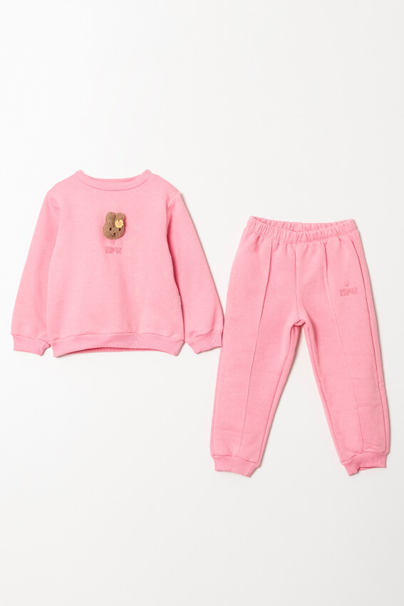 Wholesale Girl's Teddy Bear Detailed Tracksuit Set 2-5Y Tuffy 1099-01096 - 2