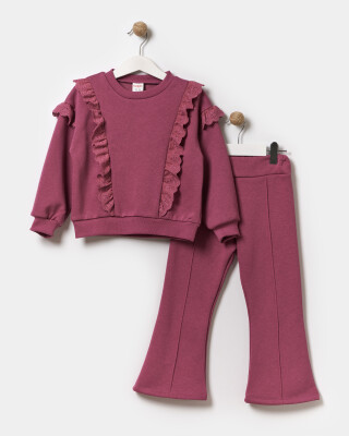 Wholesale Girls Tracksuit Set 4-7Y Miniloox 1054-24459 Нежно-темно фиолетовый 