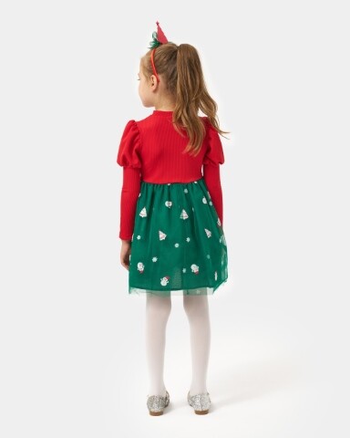 Wholesale Girl's Tulle Christmas Dress 4-7Y Bupper Kids 1053-24901 - 9