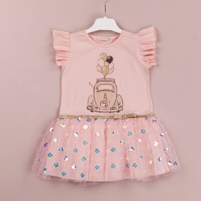 Wholesale Girls Tulle Dress 1-4Y BabyRose 1002-4140 Лососевый цвет