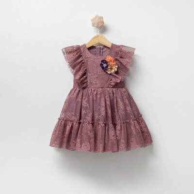 Wholesale Girls Tulle Dress 2-5Y Cumino 1014-CMN3319 Темно-фиолетовый