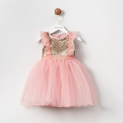 Wholesale Girls Tulle Dress 2-5Y Cumino 1014-CMN3604 Розовый 