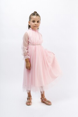 Wholesale Girls Tulle Dress 2-5Y Wecan 1022-23003 Пудра