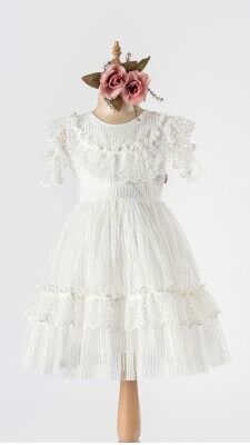 Wholesale Girls Tulle Dress 6-12Y Tivido 1042-2491 Экрю