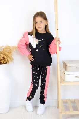 Wholesale Girls Unicorn Tracksuit Set 1-5Y Serkon Baby&Kids 1084-M0555 Коралловый 