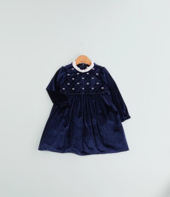 Wholesale Girl's Velvet Dress 1-4Y BabyRose 1002-4711 Темно-синий