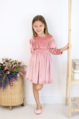 Wholesale Girl's Velvet Dress 2-6Y Serkon Baby&Kids 1084-M0727 - Serkon Baby&Kids