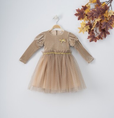 Wholesale Girls Velvet Dress with Tulle 3-6Y Busra Bebe 1016-22261 - Büşra Bebe