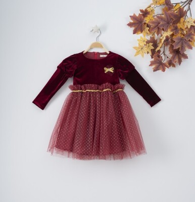 Wholesale Girls Velvet Dress with Tulle 3-6Y Busra Bebe 1016-22261 - Büşra Bebe (1)