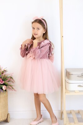 Wholesale Girl's Velvet Ruffled Dress 2-6Y Serkon Baby&Kids 1084-M0721 - 1