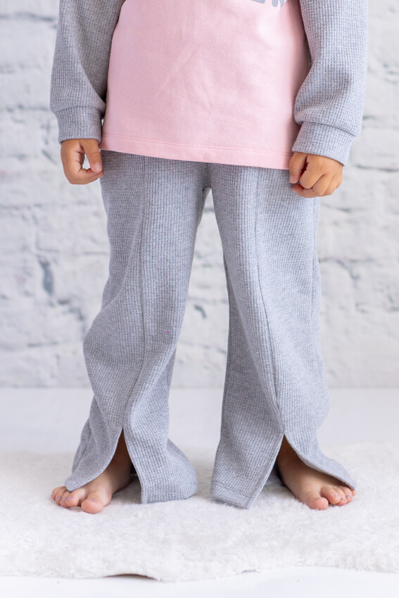 Wholesale Girl's Waffle Fabric Tracksuit Pants With Slit Detail 1-12Y Zeyland 1070-252Z4VFL06 - 2