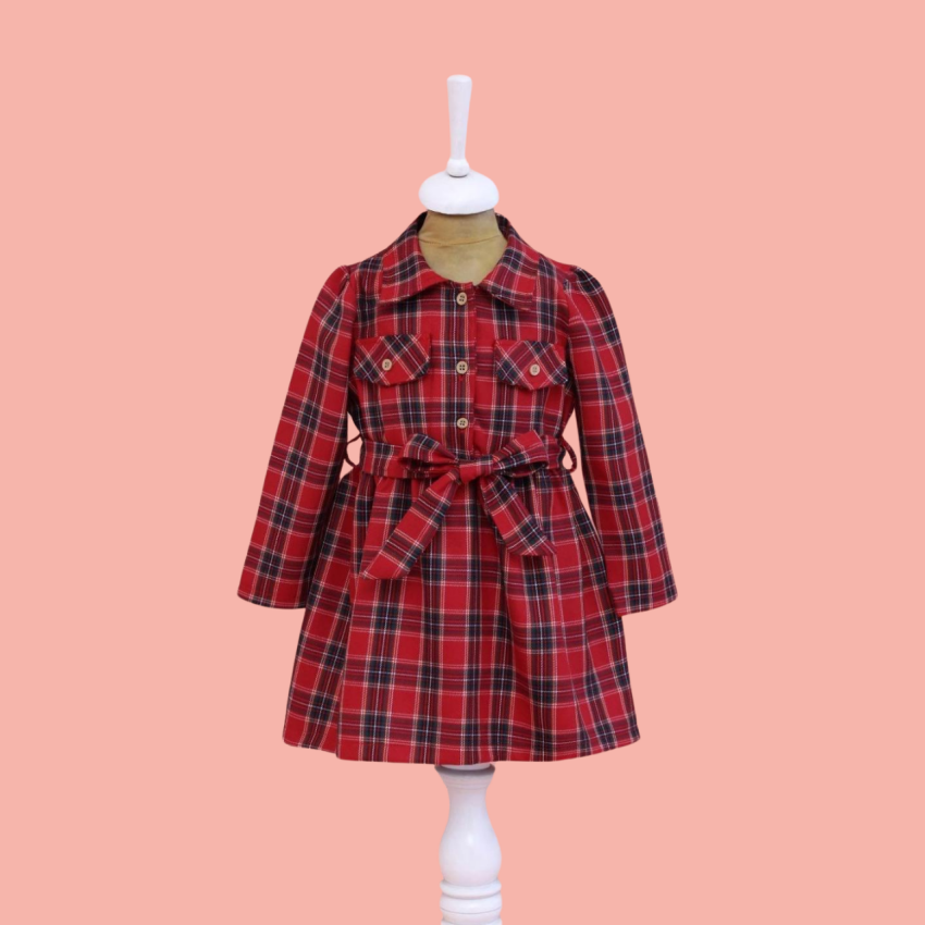 Wholesale Girl's Waist Belted Dress 2-5Y Lilax 1049-6573 - 1