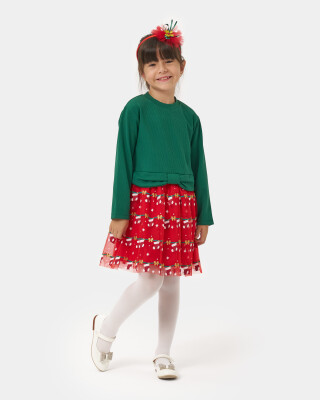 Wholesale Girls Xmas Tulle Dress 4-7Y Bupper Kids 1053-24900 Зелёный 