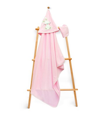Wholesale Kids Unisex 2-Piece Set with Scrub Mitt and Towel 75x75cm Babyline 2015-9-839 Розовый 