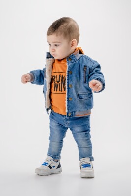 Wholesale Men's 3-Piece Jacket Sweatshirt and Jeans Trousers Set 6-24M Bubbly 2035-2045 - Bubbly