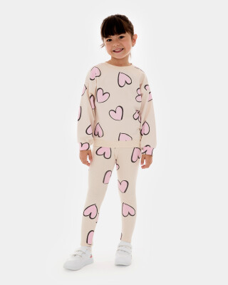 Wholesale Printed Sweatshirt and Leggings Set for Girls 4-7Y Bupper Kids 1053-24139 - Bupper Kids