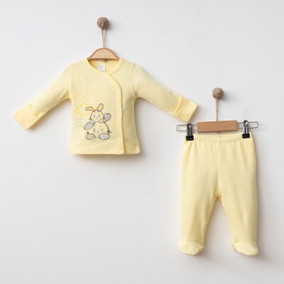 Wholesale Unisex Baby 2-Piece Bodysuit and Pants Newborn Set 0-3M Gümüş Baby 2043-0038 - 2