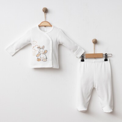 Wholesale Unisex Baby 2-Piece Bodysuit and Pants Newborn Set 0-3M Gümüş Baby 2043-0038 - 5