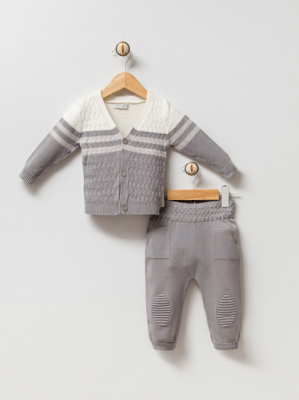 Wholesale Unisex Baby 2-Piece Knitwear Cardigan and Pants Set 0-9M Gubo 2002-6019 - 1