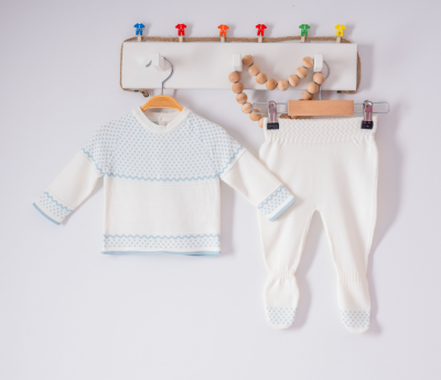 Wholesale Unisex Baby 2-Piece Knitwear Set 0-9M Milarda 2001-6026 Экрю