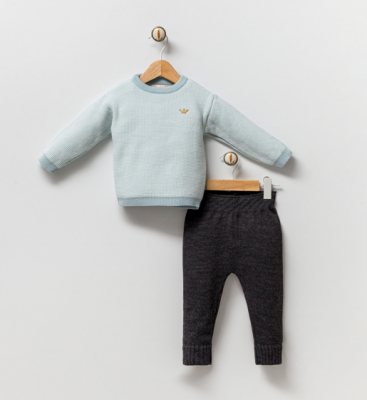 Wholesale Unisex Baby 2-Piece Knitwear Set 3-12M Milarda 2001-6046 Голубой 