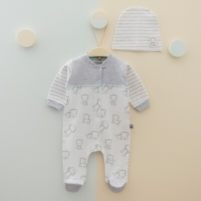 Wholesale Unisex Baby 2-Piece Rompers and Beanie Set 0-6M Vina baby 2042-00110 - 2