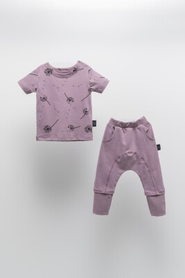 Wholesale Unisex Baby 2-Piece T-Shirt and Pants Set 6-24M Moi Noi 1058-MN51181 Фиолетовый