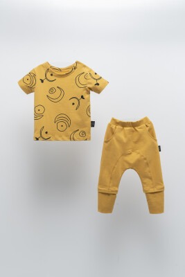Wholesale Unisex Baby 2-Piece T-Shirt and Pants Set 6-24M Moi Noi 1058-MN51181 Горчичный