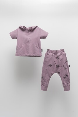 Wholesale Unisex Baby 2-Piece T-Shirt and Pants Set 6-24M Moi Noi 1058-MN51191 Фиолетовый