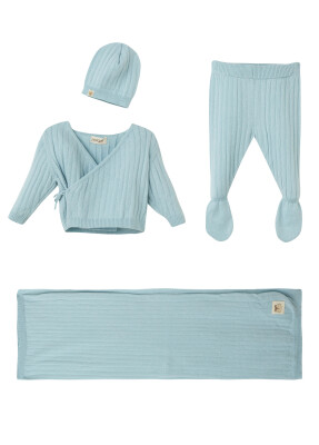 Wholesale Unisex Baby 4-Piece Organic Cotton Hospital Discharge Set 0-3M Uludağ Triko 1061-21157 Светло-голубой 