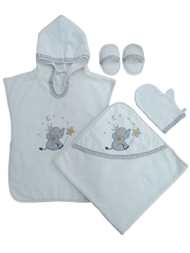 Wholesale Unisex Baby 5-Piece Towel Hooded Pareo Set 0-18M Tomuycuk 1074-55090 - 1