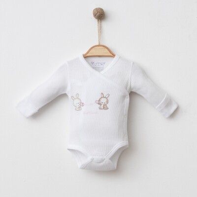 Wholesale Unisex Baby Bodysuit 0-6M Gümüş Baby 2043-0074 - 1