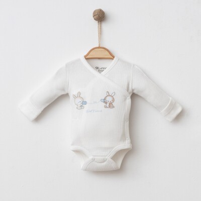 Wholesale Unisex Baby Bodysuit 0-6M Gümüş Baby 2043-0074 Экрю