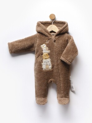 Wholesale Unisex Baby Concealed Zip Jumpsuit 0-6M Flexi Baby 2063-215199 Коричневый 