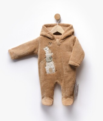 Wholesale Unisex Baby Concealed Zip Jumpsuit 0-6M Flexi Baby 2063-215199 Молочно-кофейный