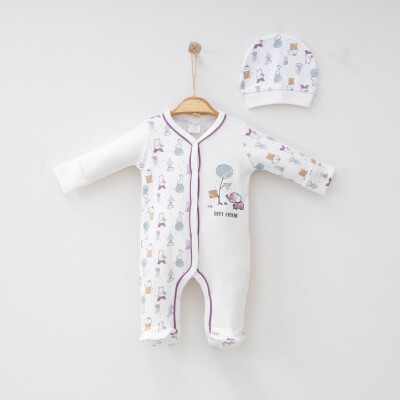 Wholesale Unisex Baby Jumpsuit 0-3M Gümüş Baby 2043-0087 Лиловый 
