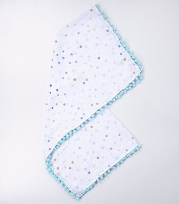 Wholesale Unisex Baby Muslin Blanket 80x90 Ramel Kids 1072-392 Синий